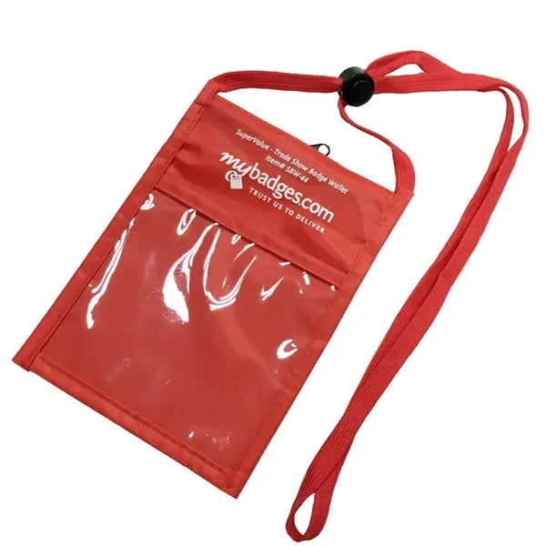 Deluxe Neck Wallet with Badge Window & Zippered Pocket