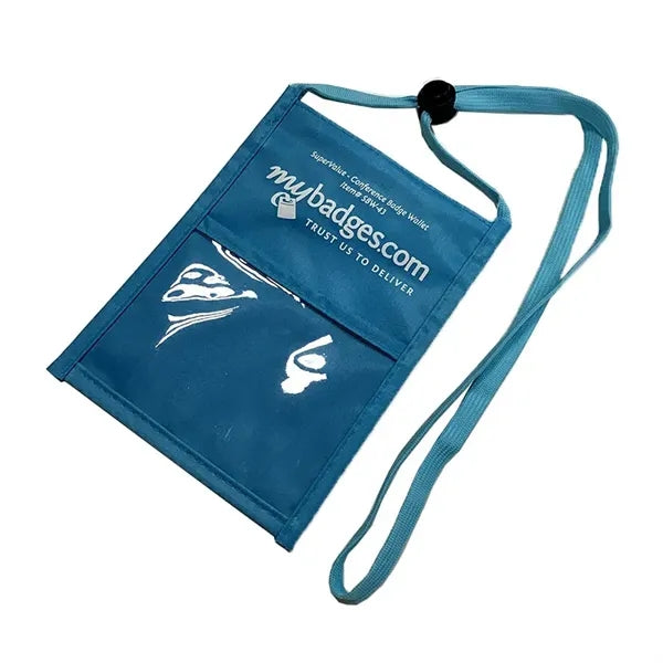 Deluxe Neck Wallet with Badge Window & Zippered Pocket