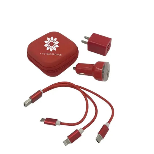 3-in-1 Portable Charging Kit with EVA Case For Car