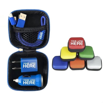3-in-1 Portable Charging Kit with EVA Case For Car