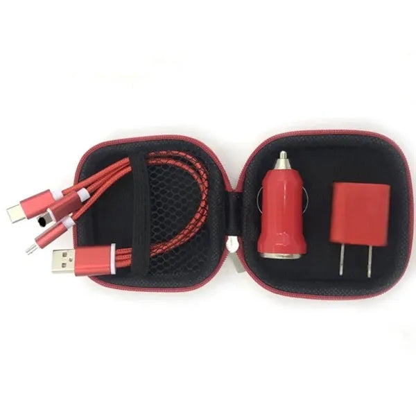 3-in-1 Portable Charging Kit with EVA Case For Car