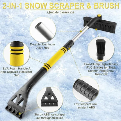 2 in 1 Extendable Snow Brush and Detachable Ice Scraper