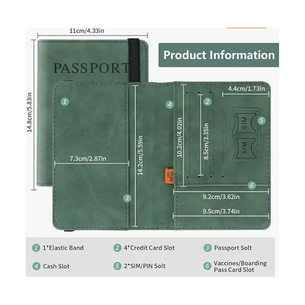 RFID Blocking Travel Wallet Passport Holder With Elastic
