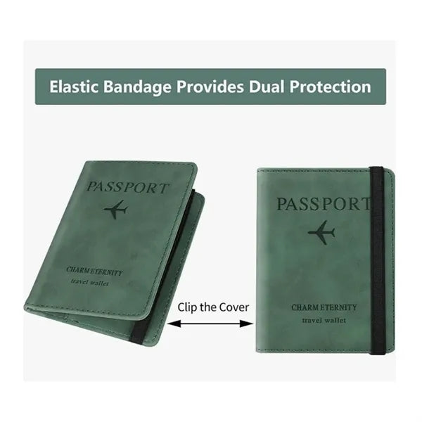 RFID Blocking Travel Wallet Passport Holder With Elastic