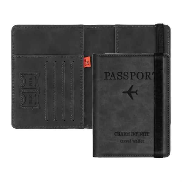 RFID Blocking Travel Wallet Passport Holder With Elastic