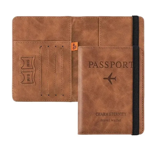 RFID Blocking Travel Wallet Passport Holder With Elastic