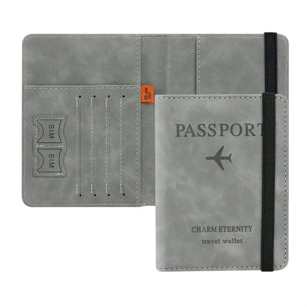 RFID Blocking Travel Wallet Passport Holder With Elastic