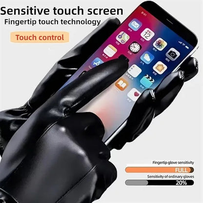 PU Leather Touchscreen Winter Gloves