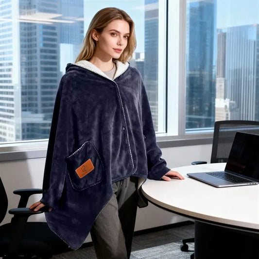 Sherpa Shawl Cozy Blanket With Pocket