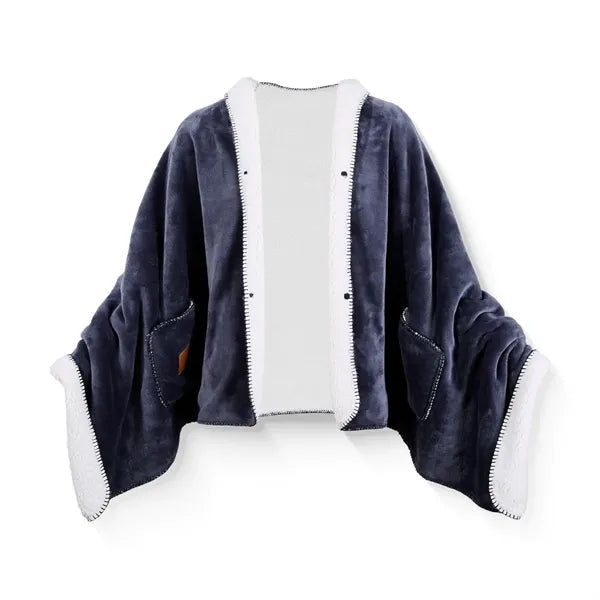Sherpa Shawl Cozy Blanket With Pocket