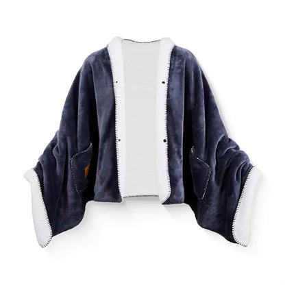 Sherpa Shawl Cozy Blanket With Pocket