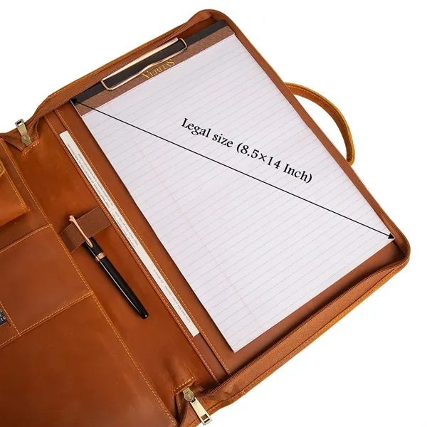 Personalized Genuine Leather Portfolio with Handle