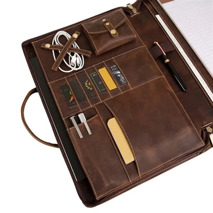 Personalized Genuine Leather Portfolio with Handle