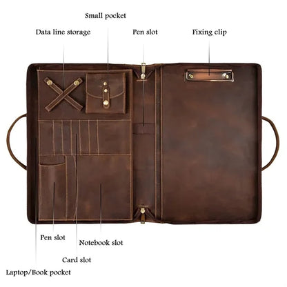 Personalized Genuine Leather Portfolio with Handle