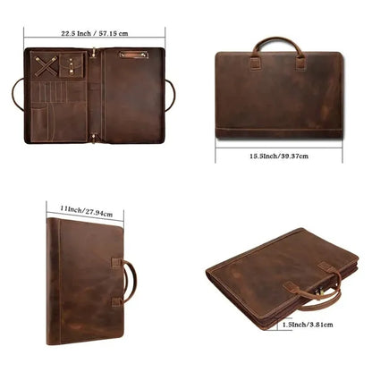 Personalized Genuine Leather Portfolio with Handle