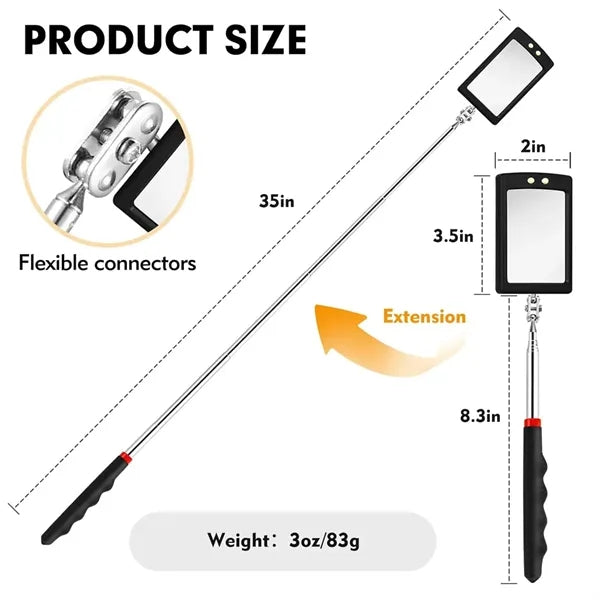 Telescoping LED Lighted Inspection Mirror 360 Swivel