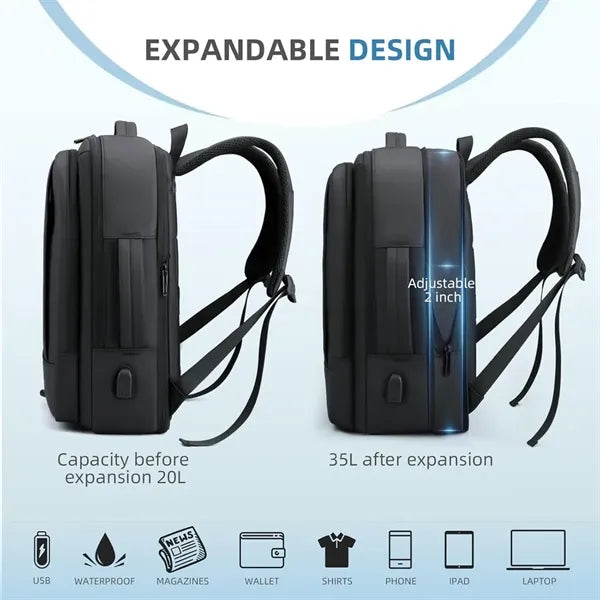 Flight Approved Expandable Laptop Travel Backpack Carry On