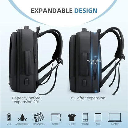 Flight Approved Expandable Laptop Travel Backpack Carry On