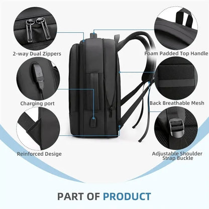 Flight Approved Expandable Laptop Travel Backpack Carry On