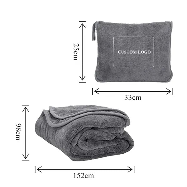 Travel Blanket With Soft Bag Pillowcase
