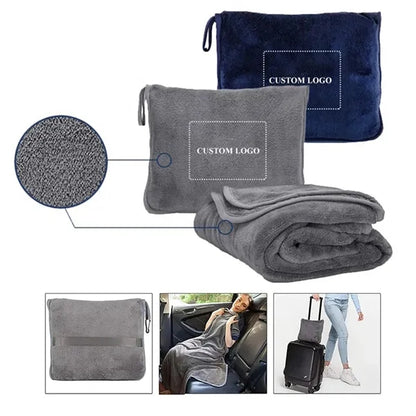 Travel Blanket With Soft Bag Pillowcase