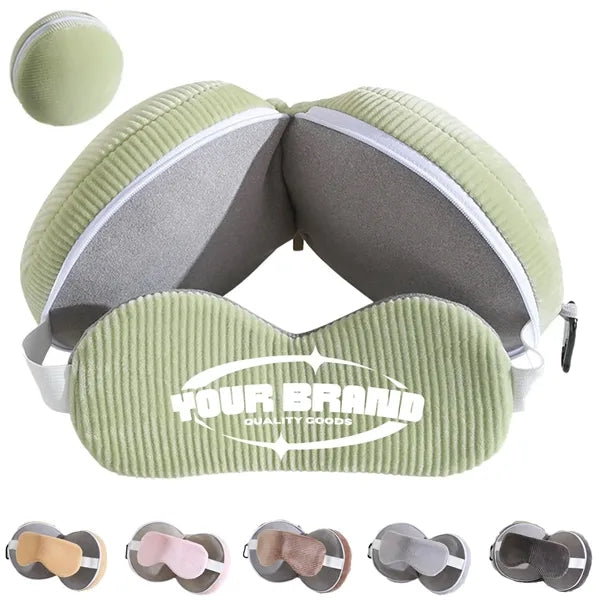 2-in-1 Travel Pillow U-Shaped Pillow With Sleep Eye Mask
