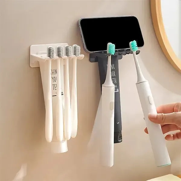 Adhesive Multi Compartment Toothbrush Holder