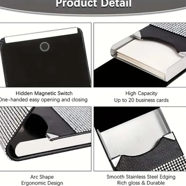 Bling Business Card Holder with Magnetic Cover