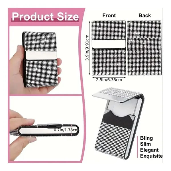 Bling Business Card Holder with Magnetic Cover
