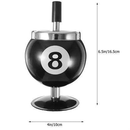 Pool Ball Spin Ashtray with Push-Down Lid