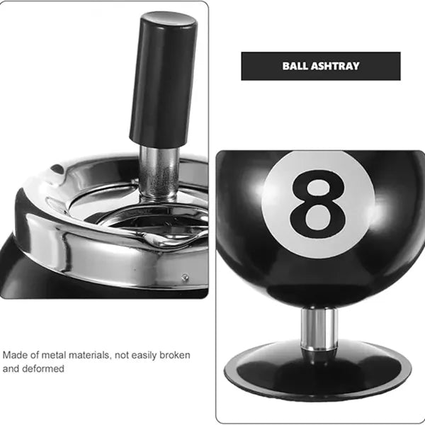 Pool Ball Spin Ashtray with Push-Down Lid