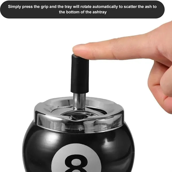 Pool Ball Spin Ashtray with Push-Down Lid