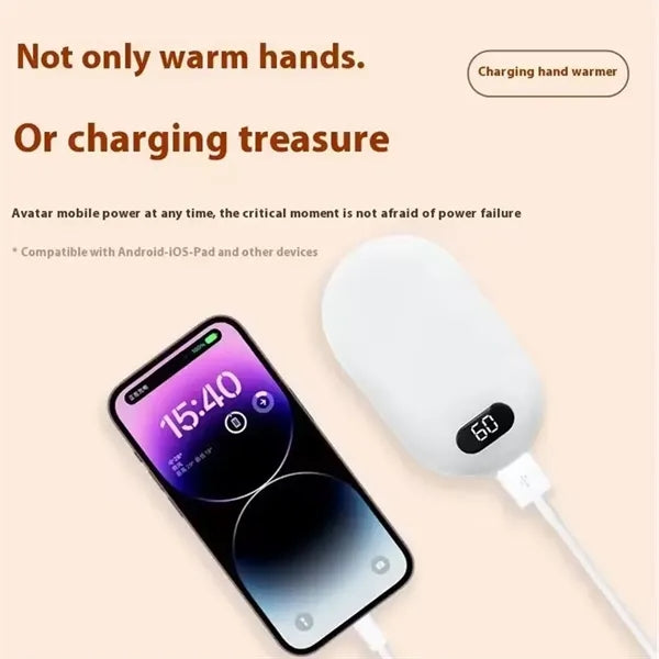 Digital Mini Portable 2-in-1 USB Hand Warmer Power Bank
