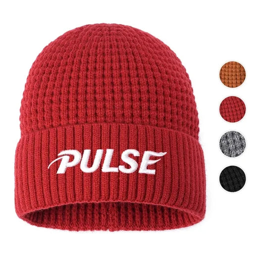 Unisex Shiny Waffle Knit Cuffed Beanie Cap