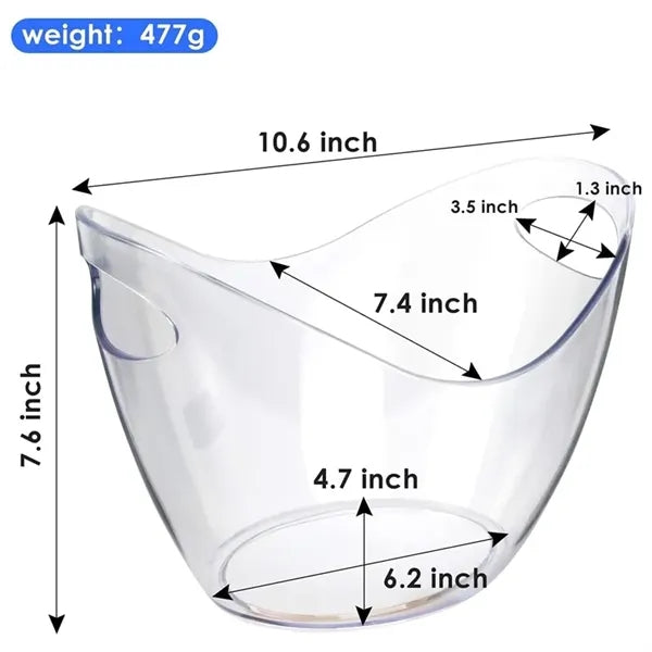 Clear 4L Plastic Ice Bucket With Handles