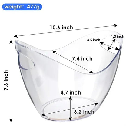 Clear 4L Plastic Ice Bucket With Handles