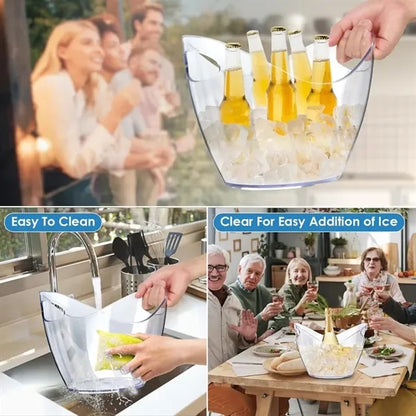 Clear 4L Plastic Ice Bucket With Handles
