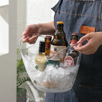 Clear 4L Plastic Ice Bucket With Handles