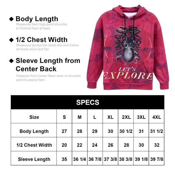 8oz Unisex Full Color Print Pullover Hoodie w/ Pocket