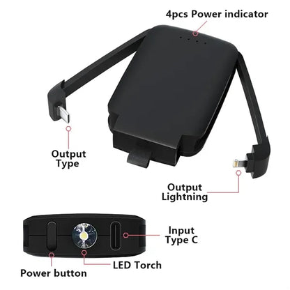 Portable Charger Keychain Power Bank With Flash Light