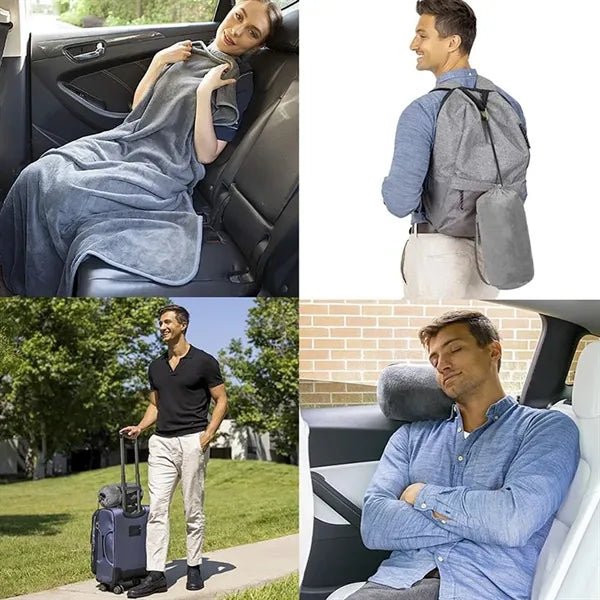 Portable Travel Blanket with Bag Pillow