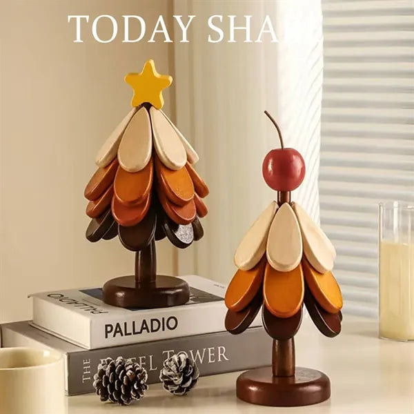 Christmas Tree Coasters Wooden Tree Trivet Set