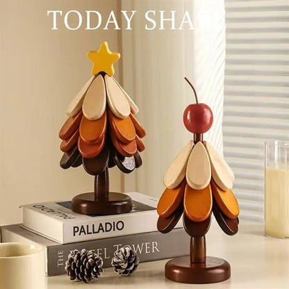 Christmas Tree Coasters Wooden Tree Trivet Set