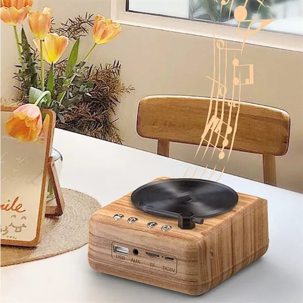 Portable vintage turntable bluetooth speaker record player