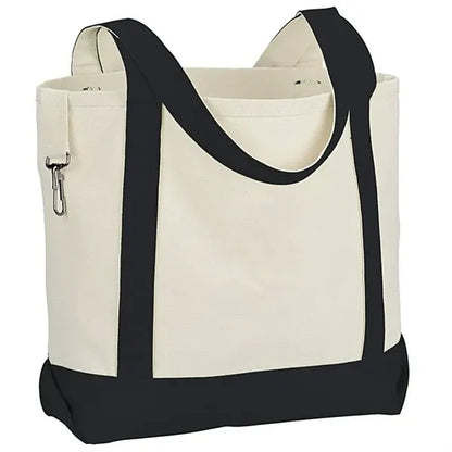 Two-Tone Accent Gusseted Tote Bag