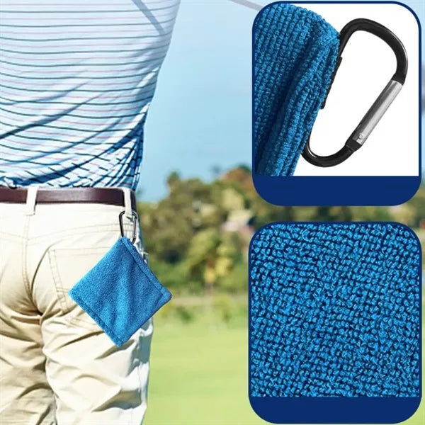 Portable Microfiber Fabric Golf Towels Clip With Carabiner