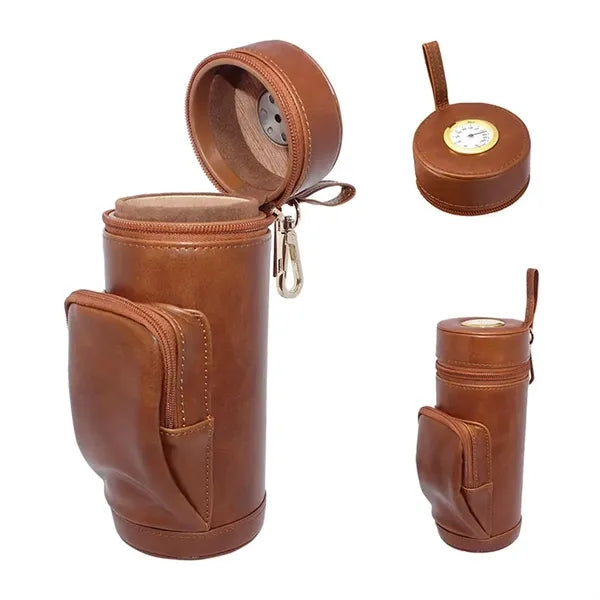 Portable Leather Cigar Humidor Case