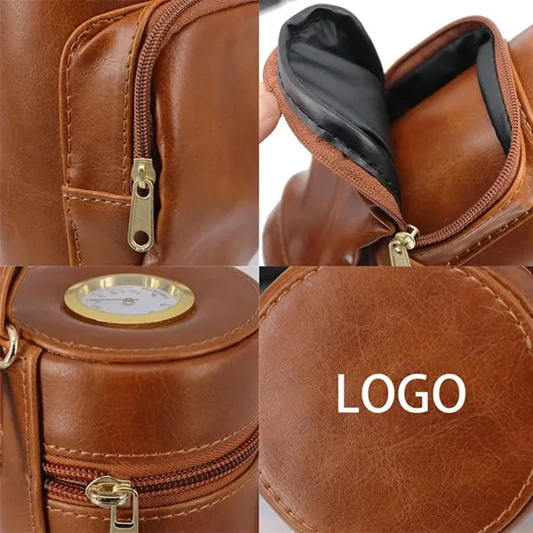 Portable Leather Cigar Humidor Case