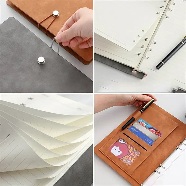 A5 Thickened Simple Retro Suede Office Loose-leaf Notebook