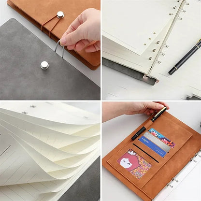 A5 Thickened Simple Retro Suede Office Loose-leaf Notebook